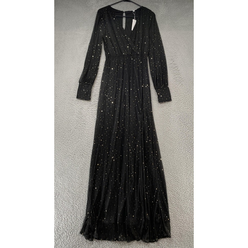 Baltic Born Abigail Dress Womens Medium Maxi Wrap Black Sparkle Formal Party
